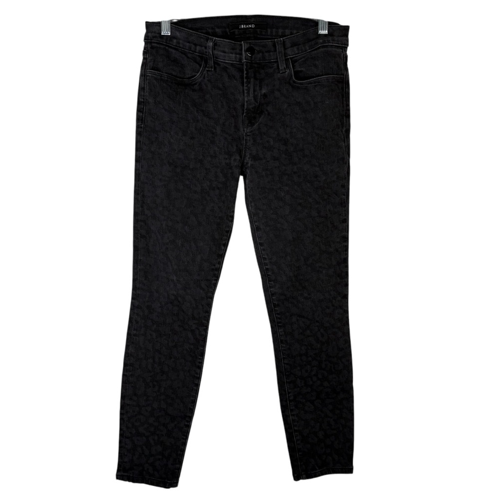 J Brand Womens 29 Black Super Skinny Jeans Leopard Animal Print Denim